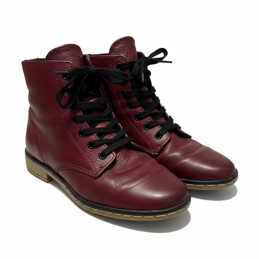 Dr. Martens Leyton Cherry Red Leather Boots